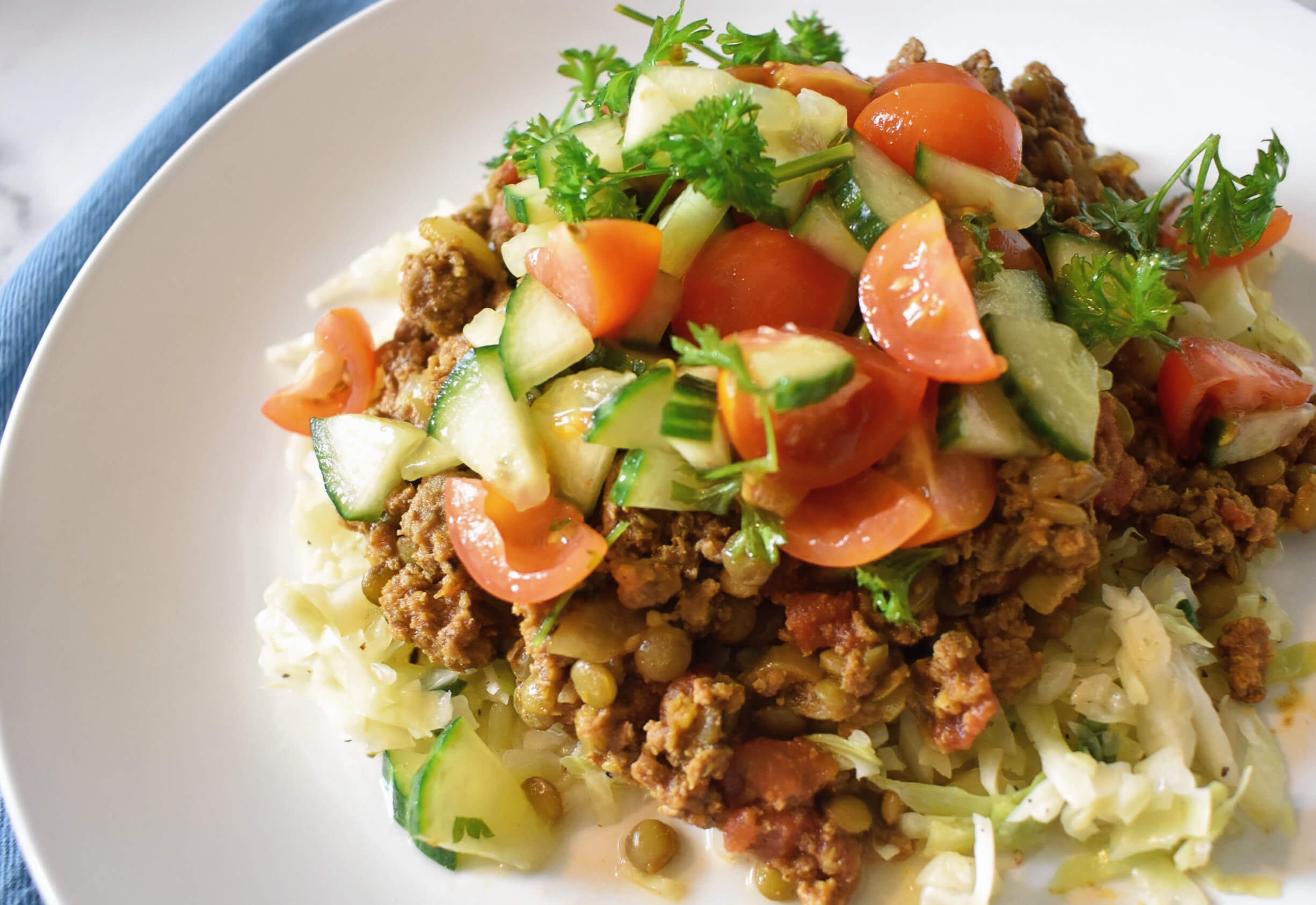 Middle-Eastern Ground Beef and Lentil Bowls