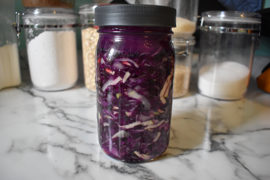 Purple Sauerkraut (Red Cabbage with Apple, Pomegranate & Red Onion)