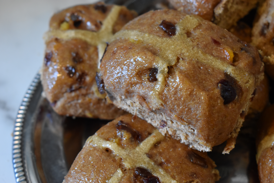 Sourdough Hot Cross Buns with Fresh Milled Flour